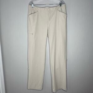 Eddie Bauer Beige Roll Up Slack Pants Women Size 14 Lightweight Windbreaker